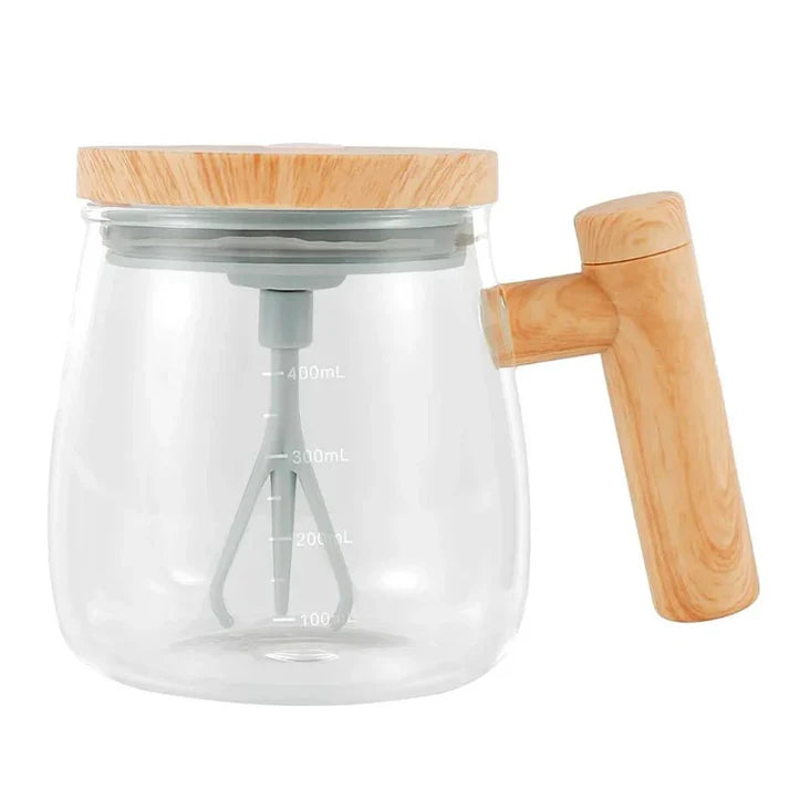 Self-Stirring Electric Mug 400ml with wooden handle